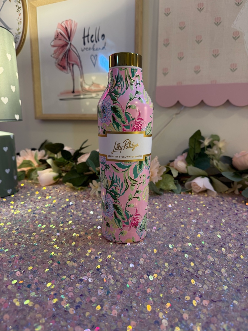 NWT Lilly Pulitzer 20 oz Stainless Steel Water Bottle in “Via Amore Spritzer”